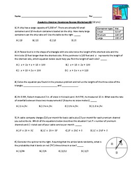 Preview of Algebra I Pennsylvania Keystone Exams Review Worksheet #3