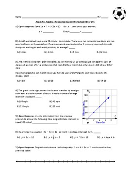 Preview of Algebra I Pennsylvania Keystone Exams Review Worksheet #4