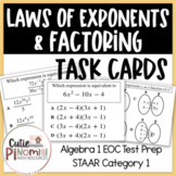 Factoring & Laws of Exponents Task Cards - Algebra I EOC (