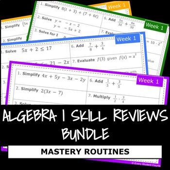 Preview of Algebra I Skill Reviews