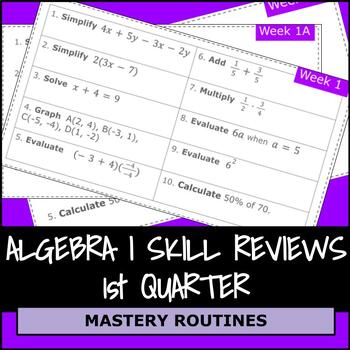 Preview of Algebra I Skill Reviews - First Quarter