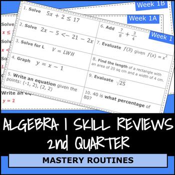 Preview of Algebra I Skill Reviews - Second Quarter