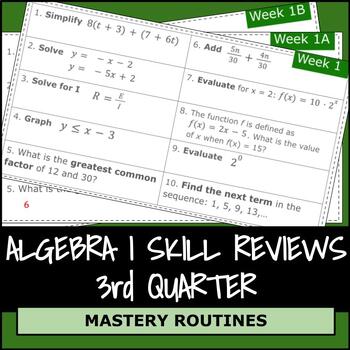 Preview of Algebra I Skill Reviews - Third Quarter