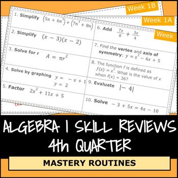 Preview of Algebra I Skills Reviews - Fourth Quarter