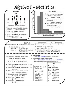 Preview of Algebra I Statistics Study Guide