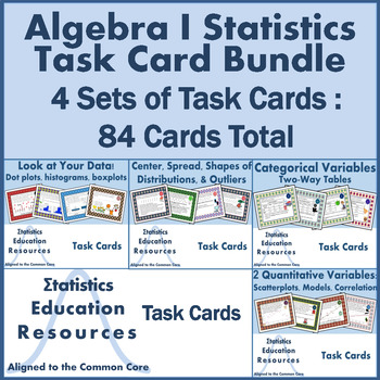 Preview of Bundle Task Cards Statistics  Algebra I  (84 Cards) (Common Core Aligned)