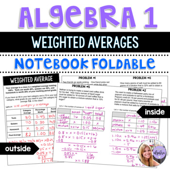Preview of Algebra 1 - Weighted Average, Mixture, and Uniform Motion Problem Foldables