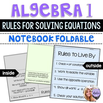 Preview of Algebra 1 - Rules and Steps for Solving Equations - Flip Book
