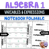 Algebra 1 - Translating Variables and Expressions - Foldable