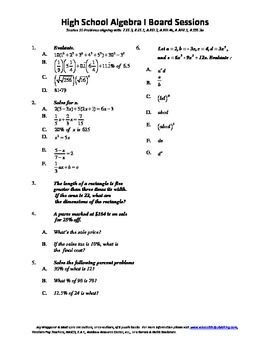 Preview of Algebra I,Board Session 10,Common Core Review,Quiz Bowl,Simplifying, polynomials