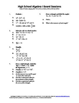 Preview of Algebra I,Board Session 8,Common Core Review,Quiz Bowl,Simplifying, factoring