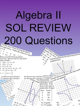 Preview of Algebra II 200 Multiple Choice SOL type questions