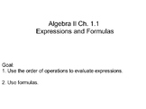 Algebra II Ch. 1.1 - Equations and Formulas