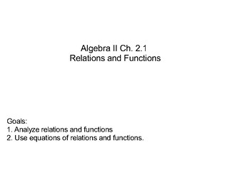 Preview of Algebra II Ch.2 - Linear Relations and Functions