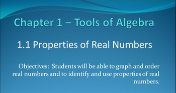 Preview of Algebra II Properties of Real Numbers