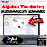 Algebra 1 Crossword Puzzle Interactive Digital