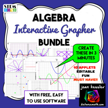 Preview of Algebra Interactive Dynamic Easy Fun Graphing App with Editable Templates
