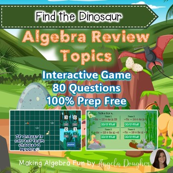 Preview of Algebra Interactive Game Algebra Review Topics Find The Dinosaur