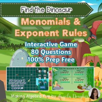Preview of Algebra Interactive Game Laws of Exponents Find The Dinosaur