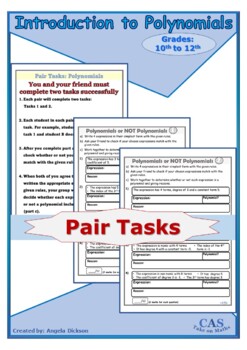 Preview of Algebra - Introduction to Polynomials Activity - Printable