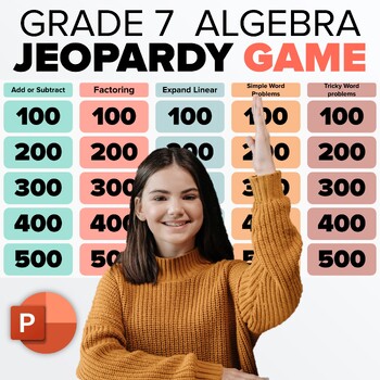 Preview of Algebra JEOPARDY Math Game - Grade 7