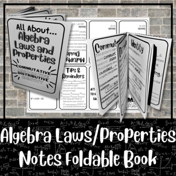 Preview of Algebra Laws/Properties Notes Foldable Book | Interactive Notes | Freebie