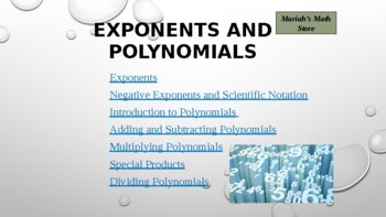 Preview of Algebra Lesson on Exponents & Polynomials