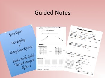 Preview of Algebra Linear Equations Guided Notes Homework, and PowerPoint Bundle