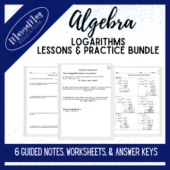Preview of Algebra - Logarithms Notes & Wks Bundle - 6 lessons