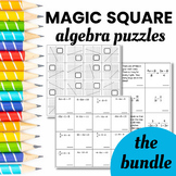 Algebra Magic Square Puzzles Bundle Radicals Factoring Graphing