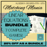 Algebra Matching Game BUNDLE! linear equations graphing an