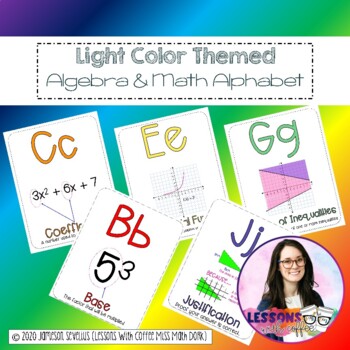 Preview of Algebra Math Alphabet Vocabulary Posters - Light Color