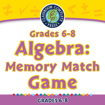 Preview of Algebra: Memory Match Game - NOTEBOOK Gr. 6-8