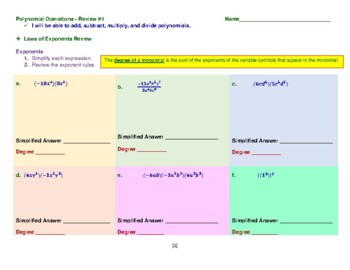 Preview of Polynomial Operations - Homework #1