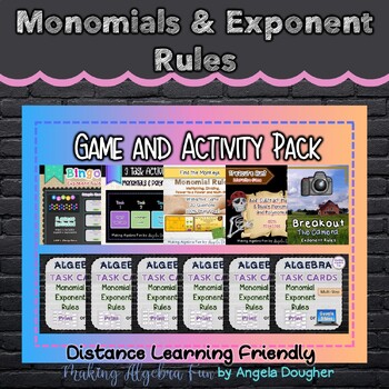 Preview of Algebra Monomials & Exponent Rules Game & Activity Pack BUNDLE