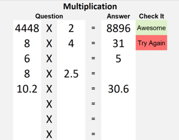 Preview of Algebra - Multiplication