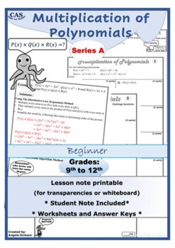 Preview of Algebra - Multiplying Polynomials Lesson and Worksheets