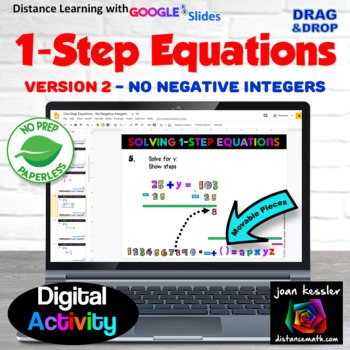 Preview of Algebra One Step Equations Digital Activity  No Negative integers