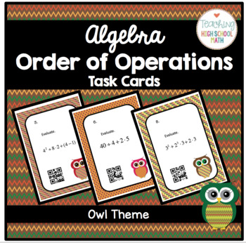 Preview of Algebra Order of Operations Task Cards with QR Codes