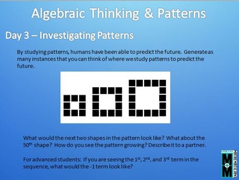 Preview of Algebra & Patterns Daily Math Slides