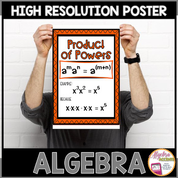 Preview of Algebra Poster Exponent Rules | Product of Powers