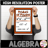 Algebra Poster Exponent Rules | Product of Powers