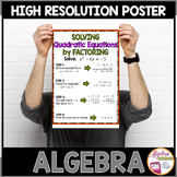 Algebra Poster Quadratic Functions | Solving Quadratics by