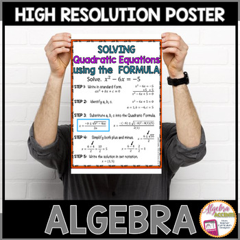 Preview of Algebra Poster Quadratic Functions using the Formula