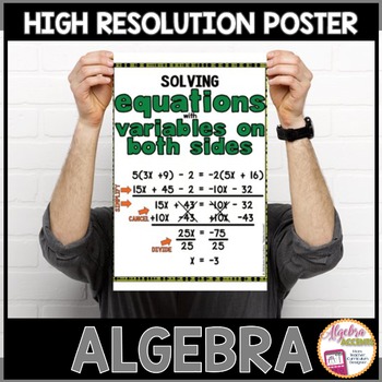 Preview of Algebra Poster Solving Equations with Variables on Both Sides