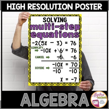 Preview of Algebra Poster Solving Multi Step Equations