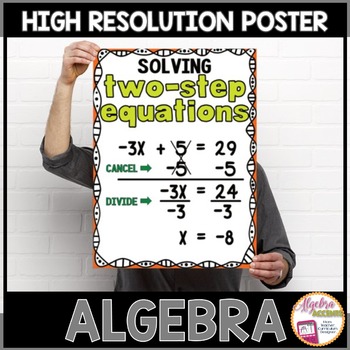 Preview of Algebra Poster Solving Two Step Equations