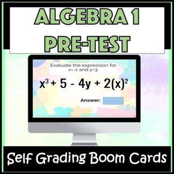 Preview of Algebra Pre-Test Boom Cards