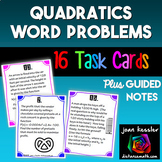 Quadratics Word Problems Task Cards plus Guided Notes