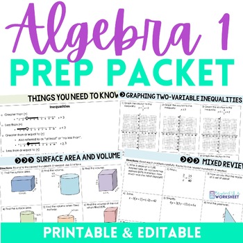 Algebra Prep Summer Packet by Lindsay Perro | Teachers Pay Teachers